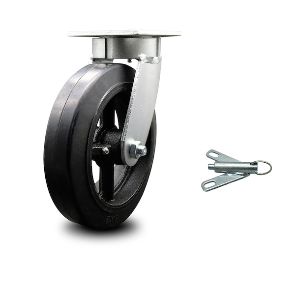 8 Inch Kingpinless Rubber on Steel Wheel Swivel Caster with Swivel Lock SCC